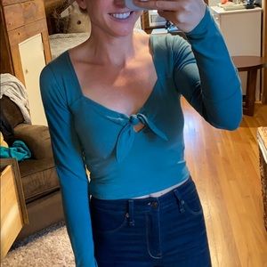 NWT Abercrombie Teal Cropped Blouse